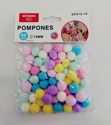 Pompones Motarro pastel 15mm 60pcs