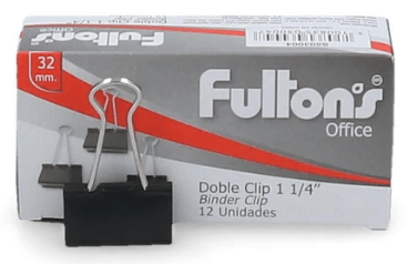CLIP DOBLE NEGRO 32MM METALICO 12UNI.