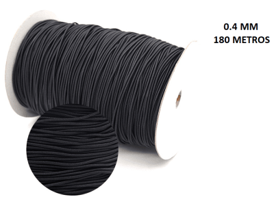 ELASTICO 0.4 MM NEGRO 180  METROS