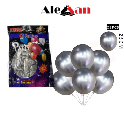 GLOBO PLATEADO 25 UNID