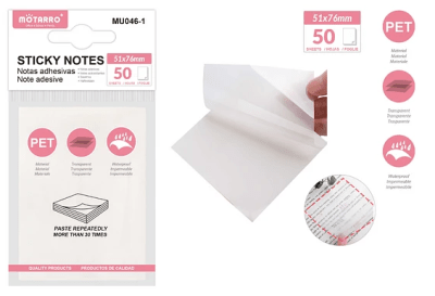 NOTAS ADHESIVAS TRANSPARENTES 51*76 MM