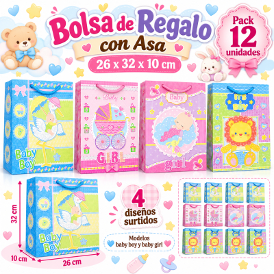 BOLSAS DE REGALO CARTULINAS BABY SHOWERS 26*32*10cm1