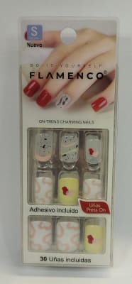 uñas press on  30 uñas incluidas flamenco MB008600-61-31-15