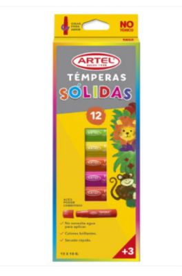 Tempera solida artel 12 colores
