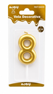 vela N°8 dorada 9cm 84035