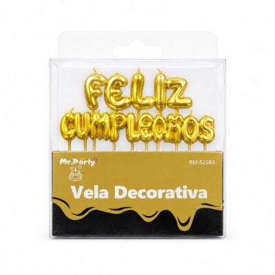 vela decorativa dorada feliz cumpleaños  52583