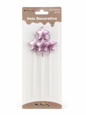 vela decorativa estrella rosa 840841
