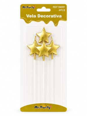 vela decorativa estrella dorada x4pcs 840811
