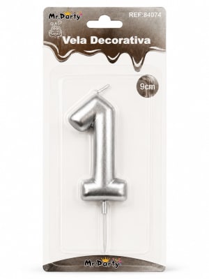 vela numero plateada n°1 86437