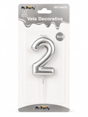 VELA NUMERO PLATEADA  N°2 86438