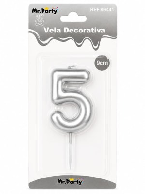 VELA NUMERO PLATEDA N°5 86441