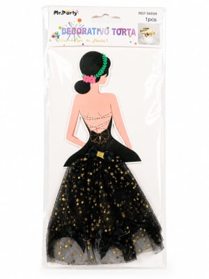 decorativo torta tul negro y estrellas 565591