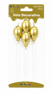 vela decorativa de cumpleaños metalizada 14cm 840731