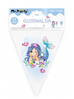 guirnalda feliz cumple sirena 12pcs 71536