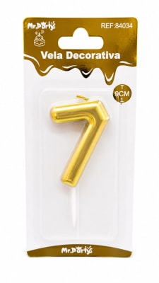 vela N°7 dorada 9cm 84034