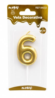 vela N°6 dorada 9cm 84033