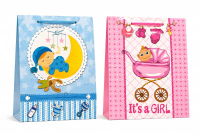 Bolsa de regalo cartulina niño y niña 23x18x8cm ALE-1979NN