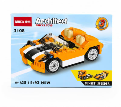 Bloque armable auto naranjo 3108