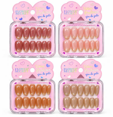 uñas postizas efecto ojo de gato 12unid JP-GG121