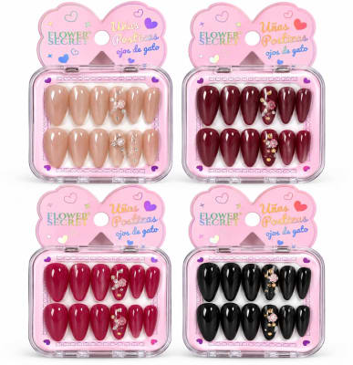 uñas postizas almendradas con decoracion JP-GG07