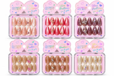 uñas postizas almendradas con decoracion  JP-GG041