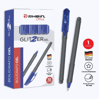 Lapiz gel Rhein azul Glitzer 0.7