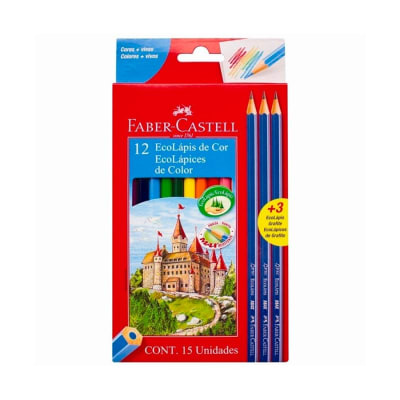 LAPIZ COLOR FABER-CASTELL HEXAGONAL 12+3GRS
