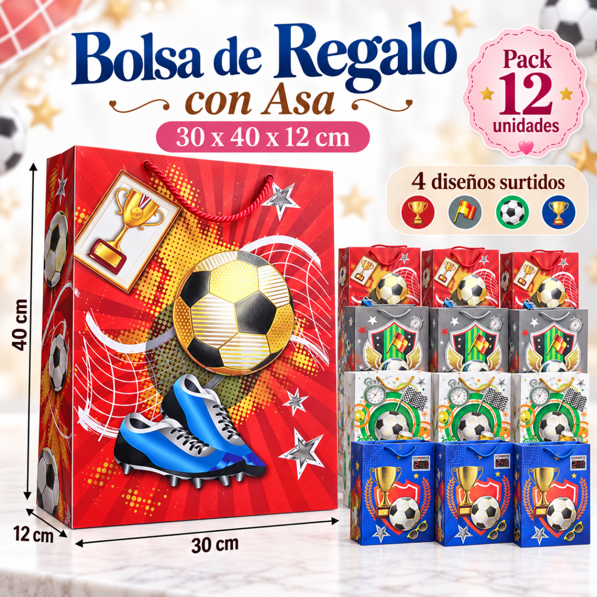 BOLSA DE REGALO DEPORTIVO GRANDE 30x40x12cm 12 UNIDES 0