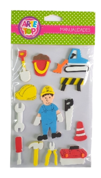 Goma Eva Stickers Figura Construccion 0