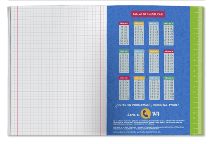 Cuaderno college Arte Top matematica 5mm 100hjs colores 426042