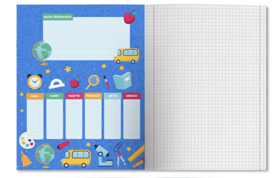 Cuaderno college Arte Top matematica 5mm 100hjs colores 426043