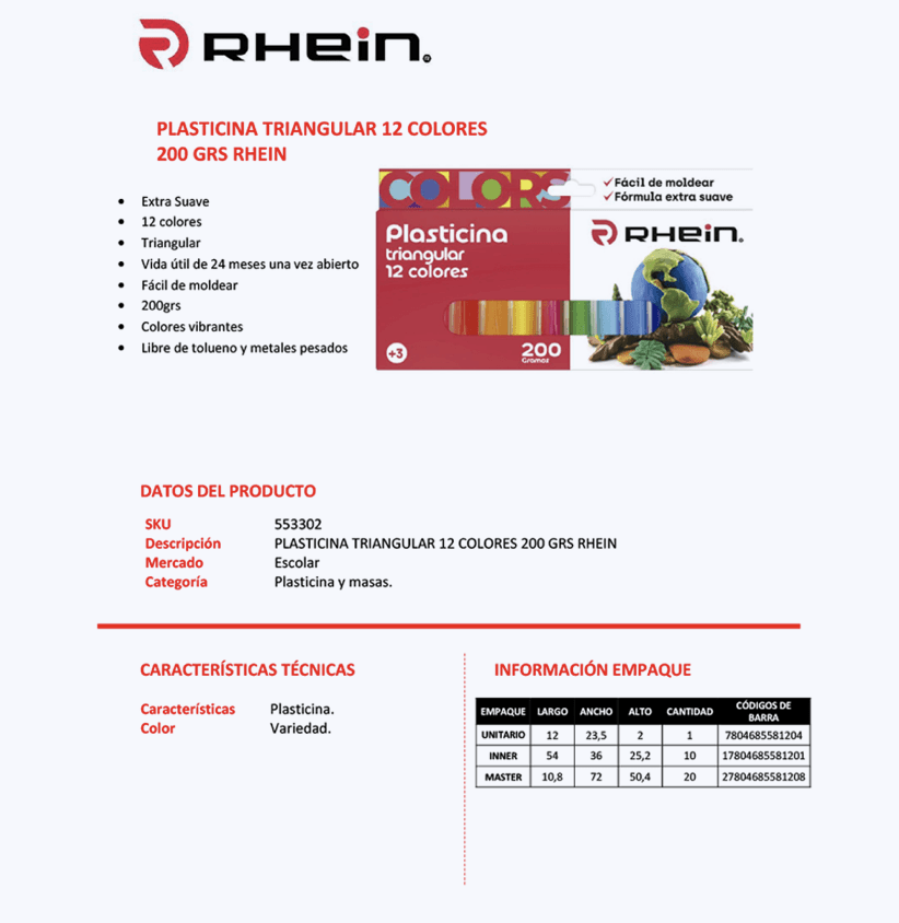 Plasticina Triangular 12col RHEIN2