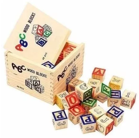 CUBO DE MADERA DE LETRAS Y NÚMEROS 48 PIEZAS2