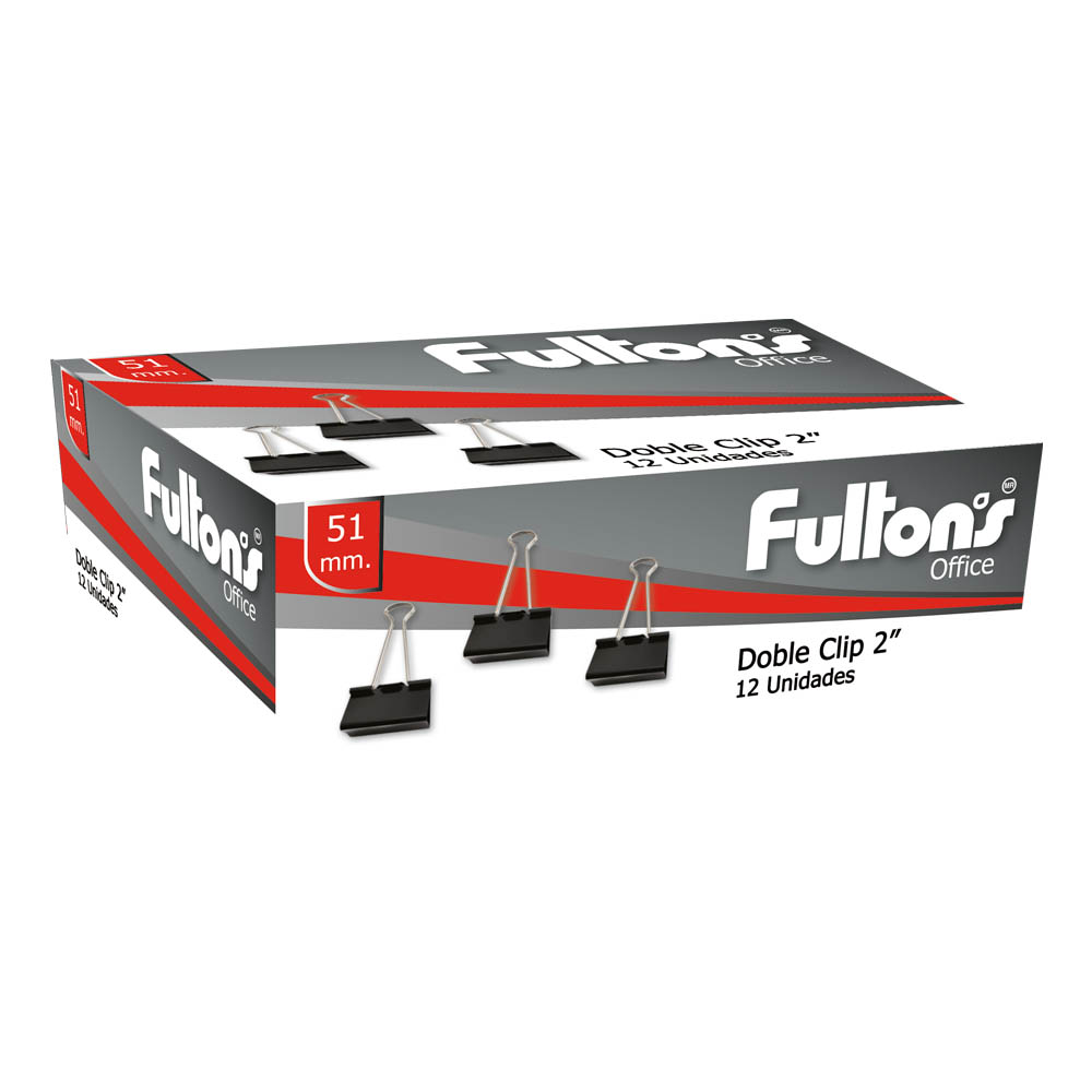 CLIP DOBLE NEGRO 51MM 12UNI FULTON'S 1
