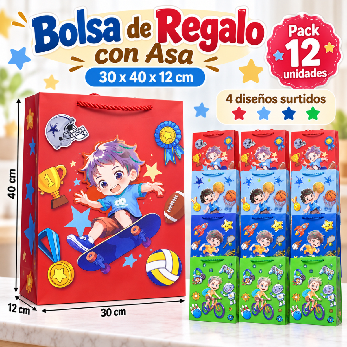 BOLSA DE REGALO NIÑO GRANDE 30X40X12CM 0