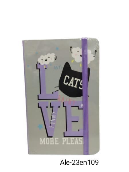 Libreta c/elastico A6 LOVE CATS 0