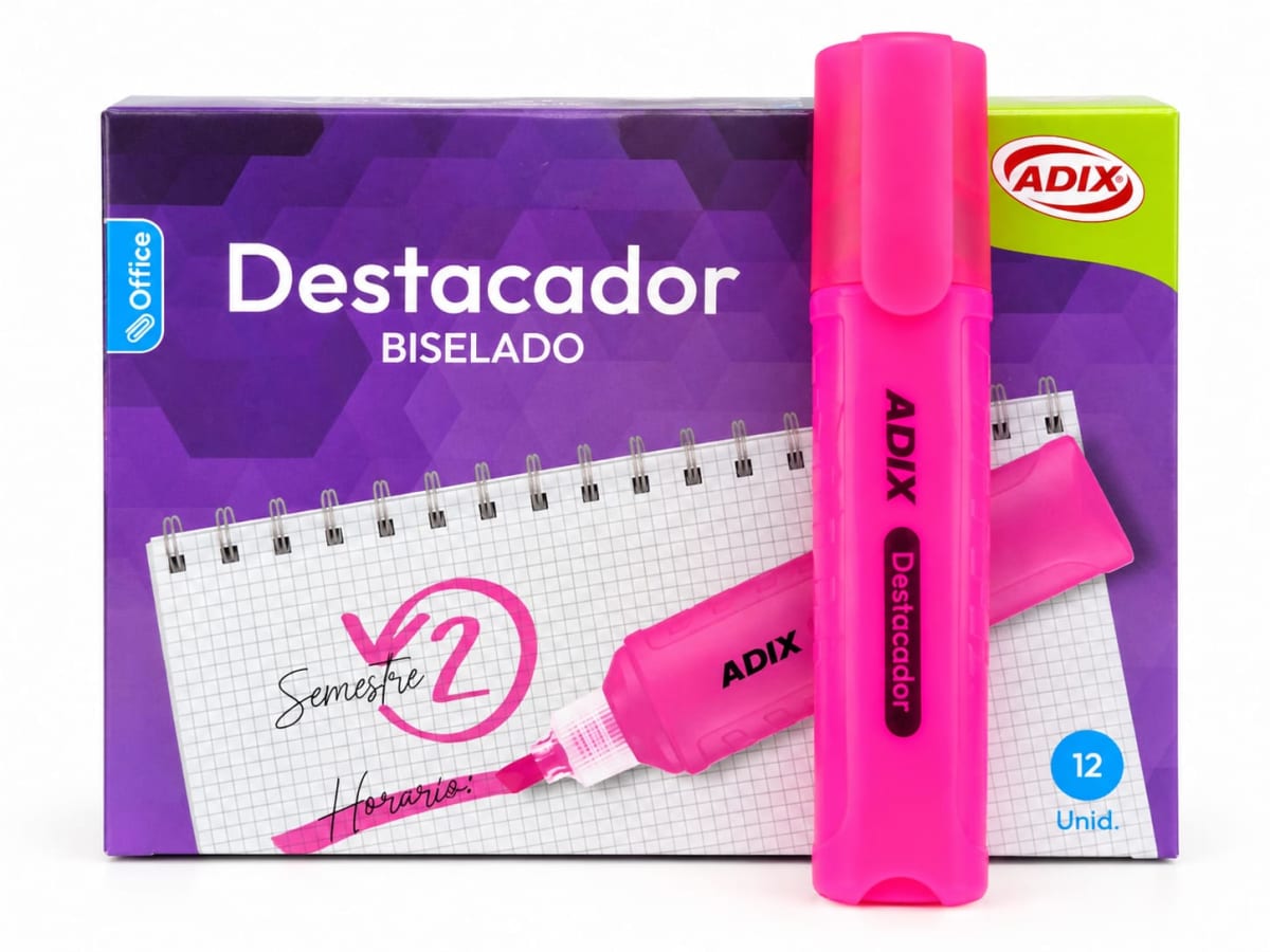 Destacador Oficina ADIX Rosado 1