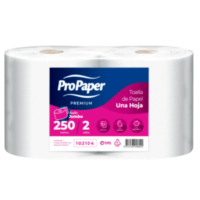 Toalla Jumbo una Hoja Propaper, 2 x 250 mts c/u