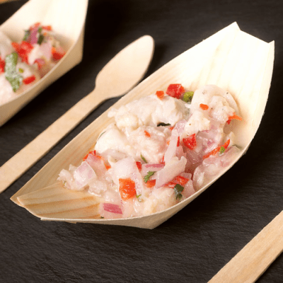 Plato Bote de Madera Bambú 12,5x6,5 cm, 10 unidades