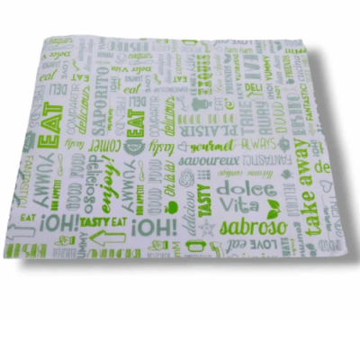 Papel Antigrasa diseño Parole Verde, 25 unidades