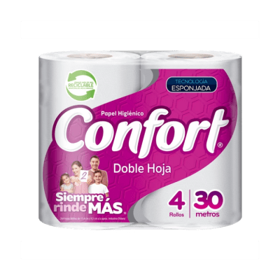 Papel Higiénico Confort Mega Doble Hoja, 6 und x 20 mts