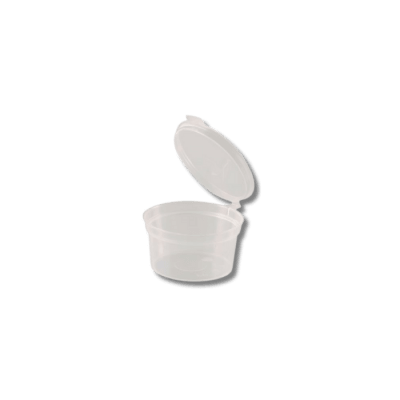 Pocillo Bisagra translúcido C/tapa 2oz, 50 unidades