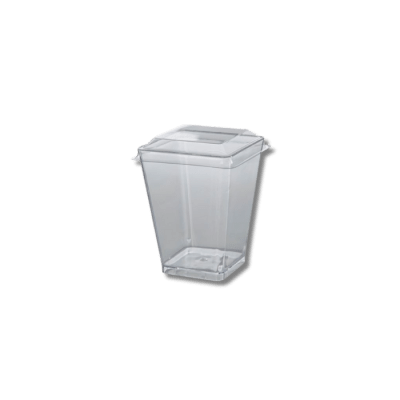 Pote Postre C/tapa cuadrado 150 ml, 50 unidades