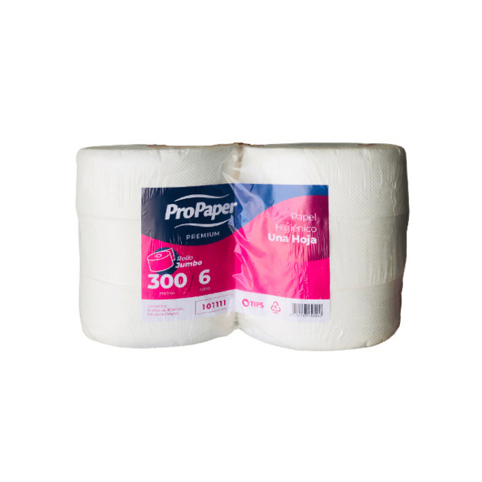 Papel Higiénico Propaper Jumbo Una Hoja, 6 und x 300 mts1