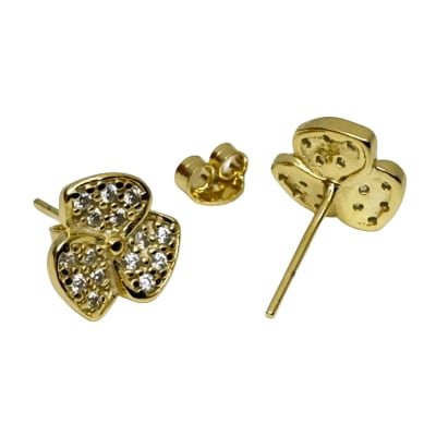 AROS LISTOS B/O 3MS MICROCIRCONES TREBOL DE 3 PETALOS