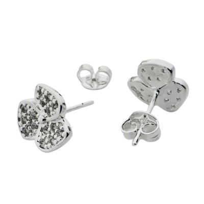 AROS LISTOS B/PLATA 925 MICROCIRCONES TREBOL DE 3 PETALOS