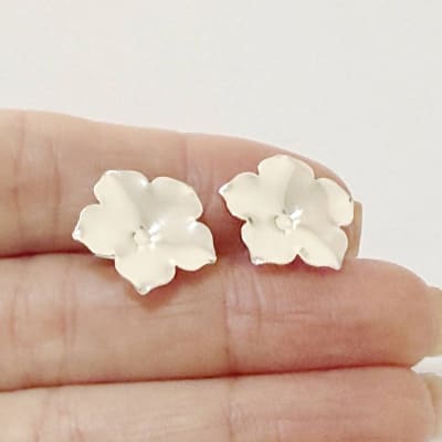 BASE DE ARO B/PLATA 925 FLOR CONCAVA 5 PETALOS 19X19MM CON ARGOLLA SOLDADA