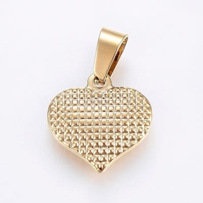 COLGANTE B/ORO CORAZON CON TEXTURA DESIGUAL 15MM