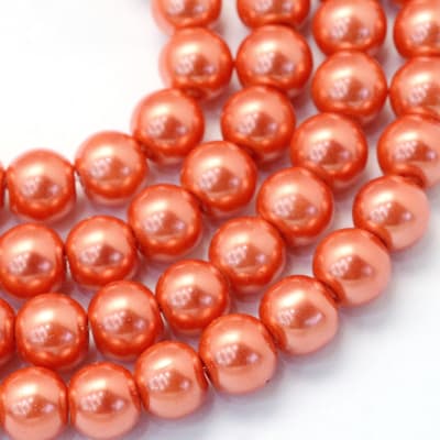 PERLAS DE VIDRIO PINTADO TOMATE 10MM APROX. 85PCS.