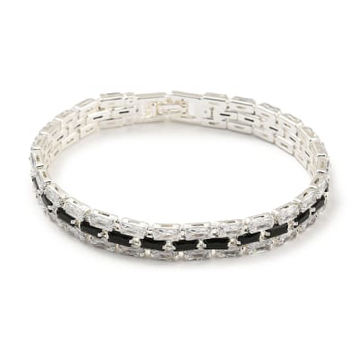PULSERA DE CADENA ESLABONES RECTANGULARES B/PLATA ZIRCONES1